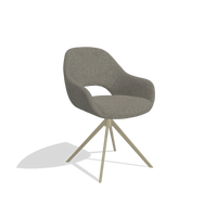 Dining Chair Messina 6510 in Boogie 12 fabric (dark grey), champagne swivel base, angled view