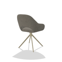 Dining Chair Messina 6510 in Boogie 12 fabric (dark grey), champagne swivel base, back angled view