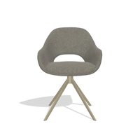 Dining Chair Messina 6510 in Boogie 12 fabric (dark grey), champagne swivel base, front view