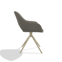 Dining Chair Messina 6510 in Boogie 12 fabric (dark grey), champagne swivel base, side view