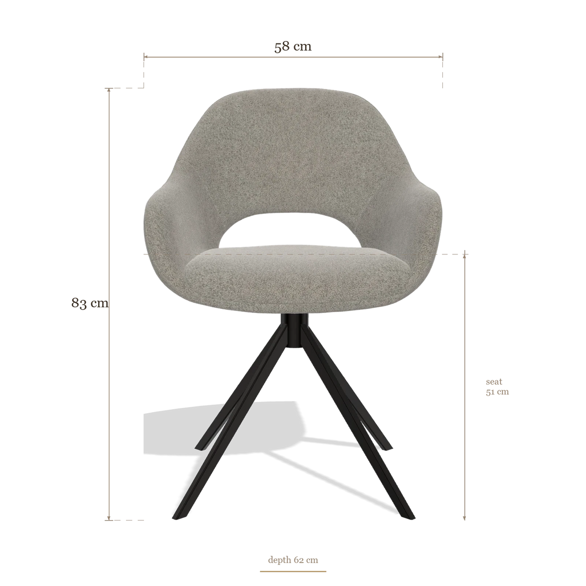 Dining Chair Messina 6510, dimensions 58 x 62 x 83 cm