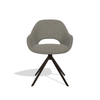 Dining Chair Messina 6510 in Boogie 12 fabric (dark grey), espresso swivel base, front view