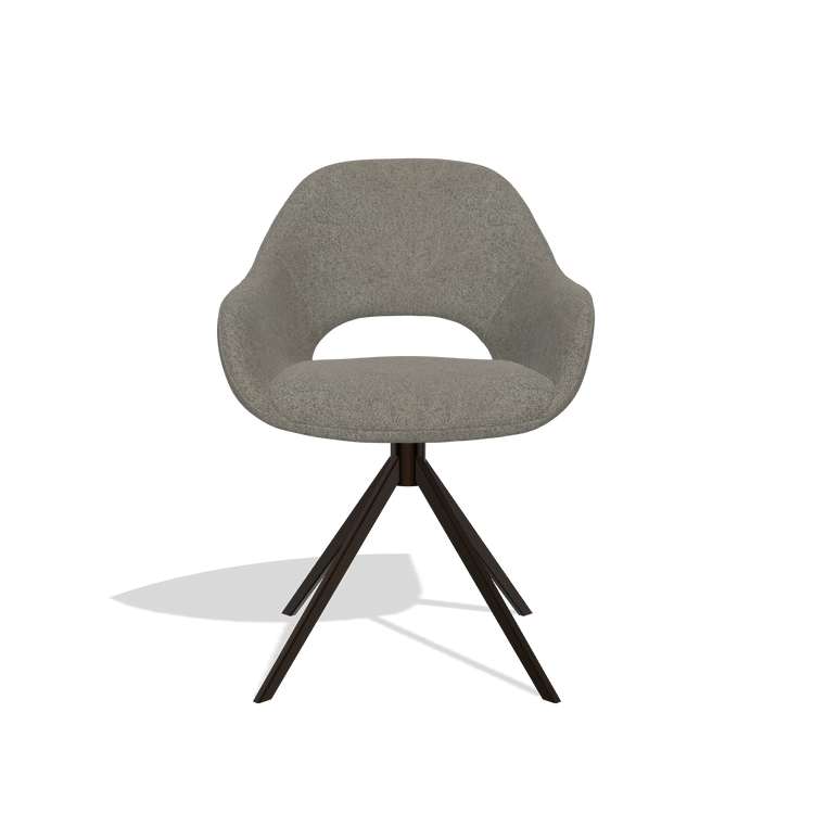 Dining Chair Messina 6510 in Boogie 12 fabric (dark grey), espresso swivel base, front view