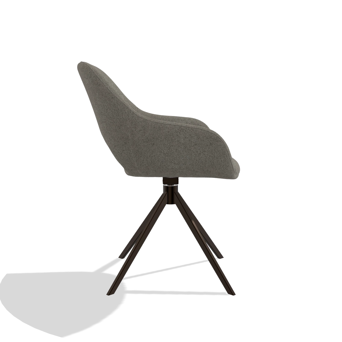 Dining Chair Messina 6510 in Boogie 12 fabric (dark grey), espresso swivel base, side view