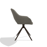 Dining Chair Messina 6510 in Boogie 12 fabric (dark grey), espresso swivel base, side view