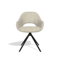 Chaise de salle à manger Messina 6510 en tissu Bull 84 (sable), pied pivotant en noir, vue de face