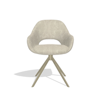 Chaise de salle à manger Messina 6510 en tissu Bull 84 (sable), pied pivotant en champagne, vue de face