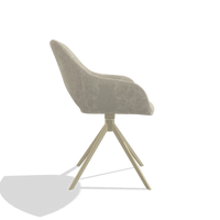 Chaise de salle à manger Messina 6510 en tissu Bull 84 (sable), pied pivotant en champagne, vue de profil