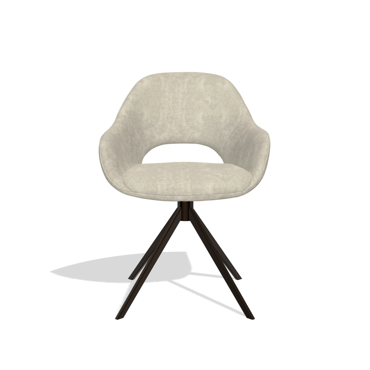 Chaise de salle à manger Messina 6510 en tissu Bull 84 (sable), pied pivotant en espresso, vue de face