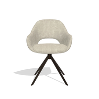 Chaise de salle à manger Messina 6510 en tissu Bull 84 (sable), pied pivotant en espresso, vue de face