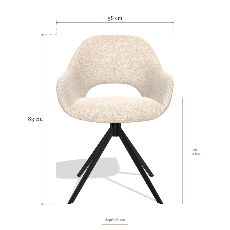 Esszimmerstuhl Messina 6510, Maße 58 x 62 x 83 cm