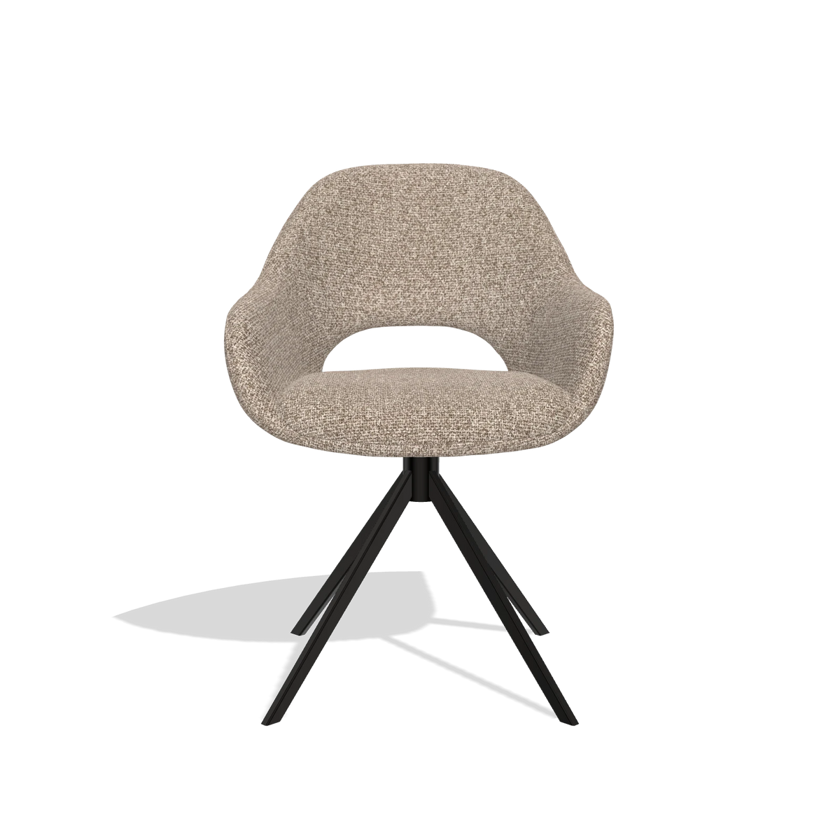 Esszimmerstuhl Messina 6510 in Stoff Cayenne 15 (Taupe), Drehfuß in Schwarz, Vorderansicht