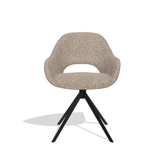 Silla de comedor Messina 6510 en tela Cayenne 15 (topo), base giratoria en negro, vista frontal