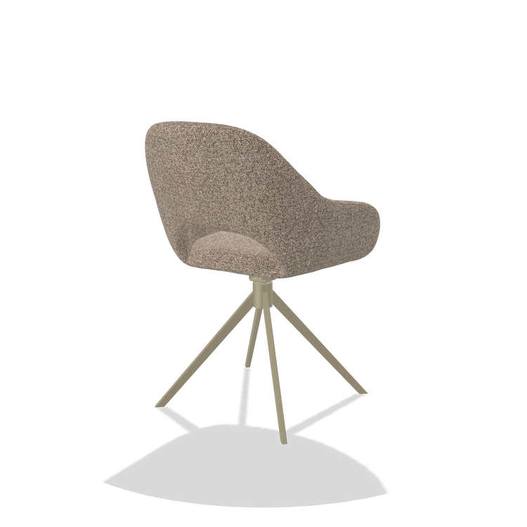 Esszimmerstuhl Messina 6510 in Stoff Cayenne 15 (Taupe), Drehfuß in Champagner, Schrägansicht von hinten