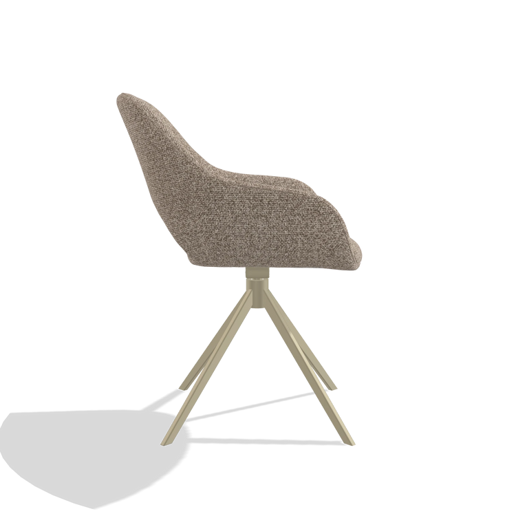 Esszimmerstuhl Messina 6510 in Stoff Cayenne 15 (Taupe), Drehfuß in Champagner, Seitenansicht
