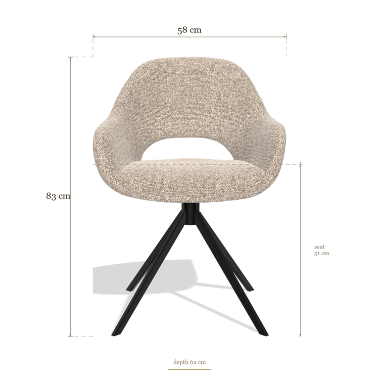 Esszimmerstuhl Messina 6510, Maße 58 x 62 x 83 cm