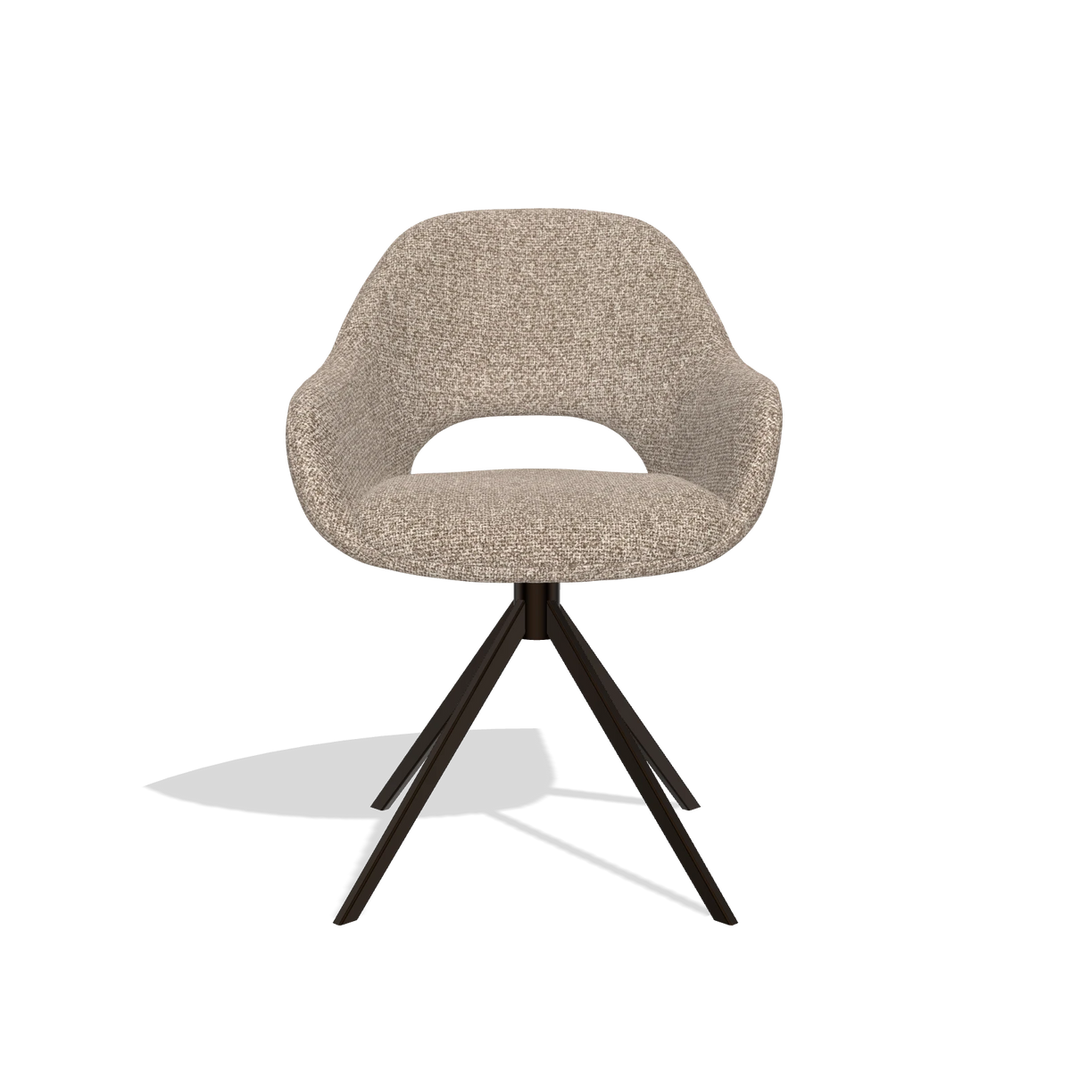 Esszimmerstuhl Messina 6510 in Stoff Cayenne 15 (Taupe), Drehfuß in Espresso, Vorderansicht
