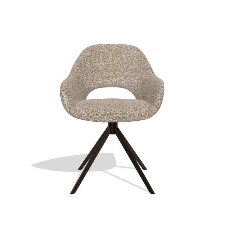 Esszimmerstuhl Messina 6510 in Stoff Cayenne 15 (Taupe), Drehfuß in Espresso, Vorderansicht