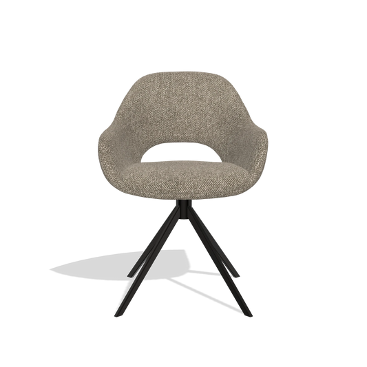 Esszimmerstuhl Messina 6510 in Stoff Cayenne 55 (Taupe), Drehfuß in Schwarz, Vorderansicht