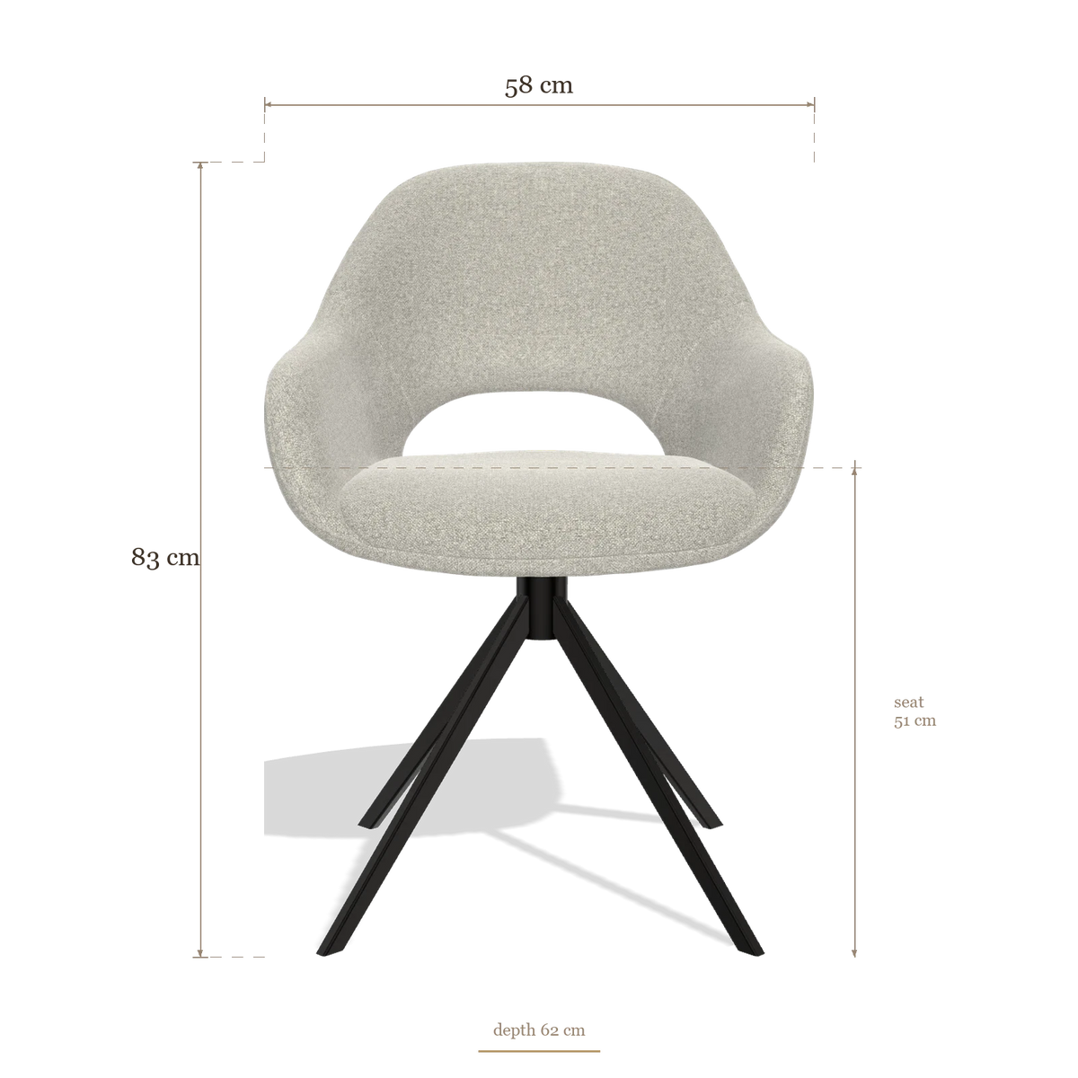 Esszimmerstuhl Messina 6510, Maße 58 x 62 x 83 cm