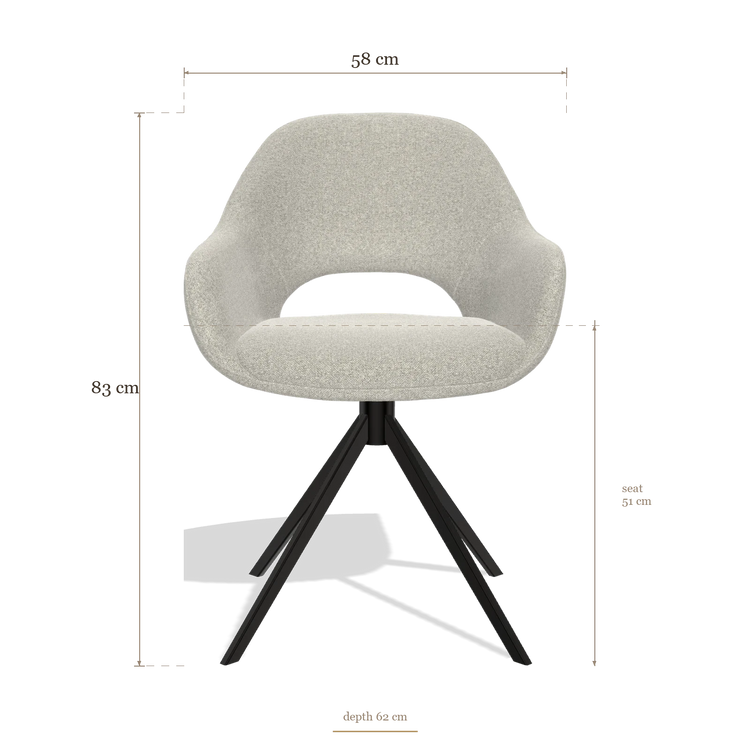 Esszimmerstuhl Messina 6510, Maße 58 x 62 x 83 cm
