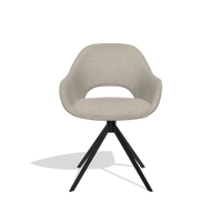 Silla de comedor Messina 6510 en tela Glory 05 (greige), base giratoria en negro, vista frontal