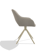 Silla de comedor Messina 6510 en tela Glory 05 (greige), base giratoria en champán, vista lateral