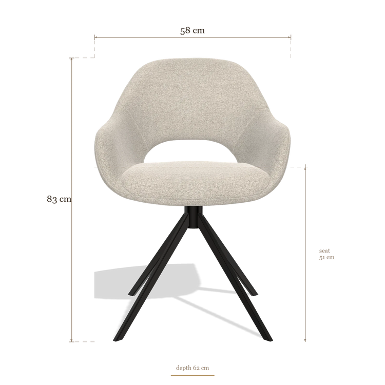 Silla de comedor Messina 6510, medidas 58 x 62 x 83 cm