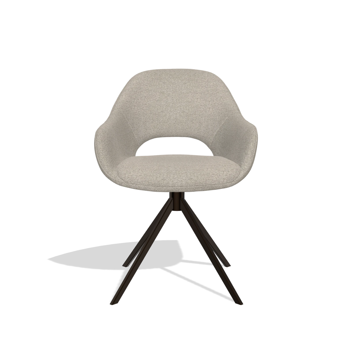 Silla de comedor Messina 6510 en tela Glory 05 (greige), base giratoria en espresso, vista frontal