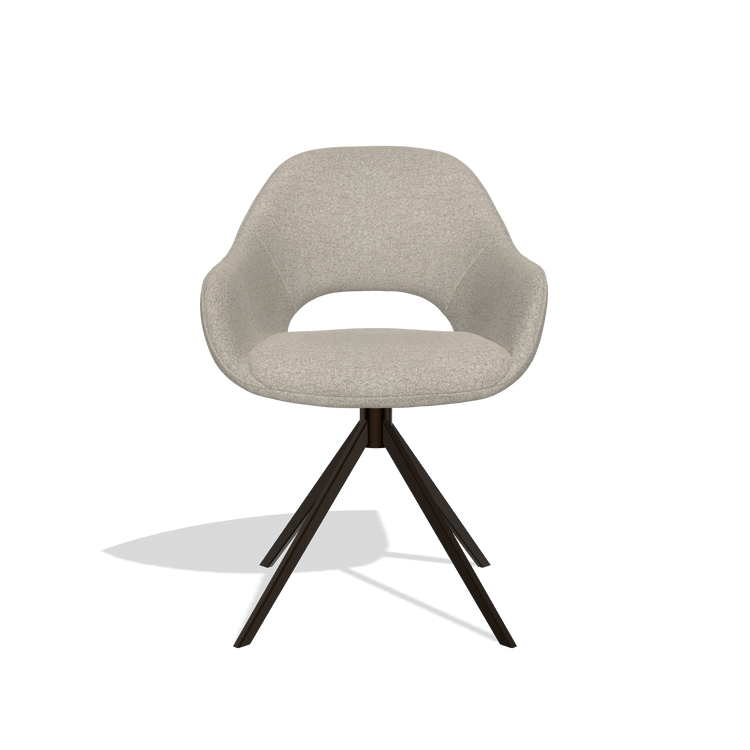 Silla de comedor Messina 6510 en tela Glory 05 (greige), base giratoria en espresso, vista frontal