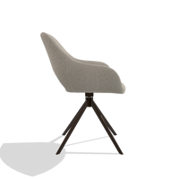 Silla de comedor Messina 6510 en tela Glory 05 (greige), base giratoria en espresso, vista lateral