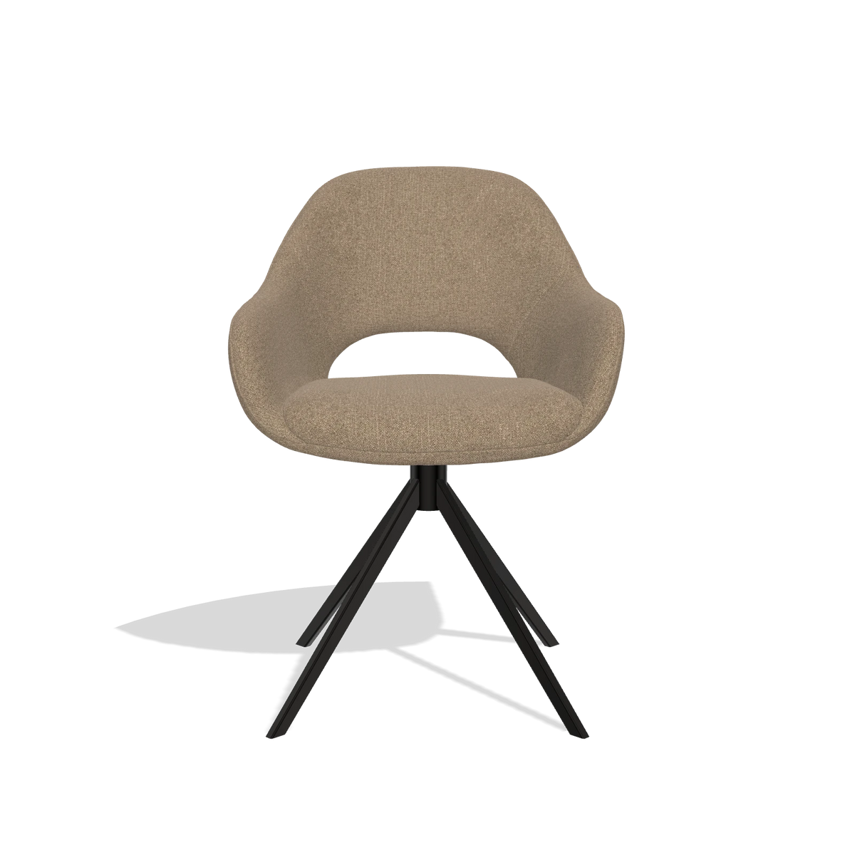 Silla de comedor Messina 6510 en tela Glory 13 (topo), base giratoria en negro, vista frontal