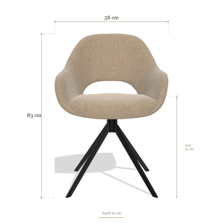 Silla de comedor Messina 6510, medidas 58 x 62 x 83 cm
