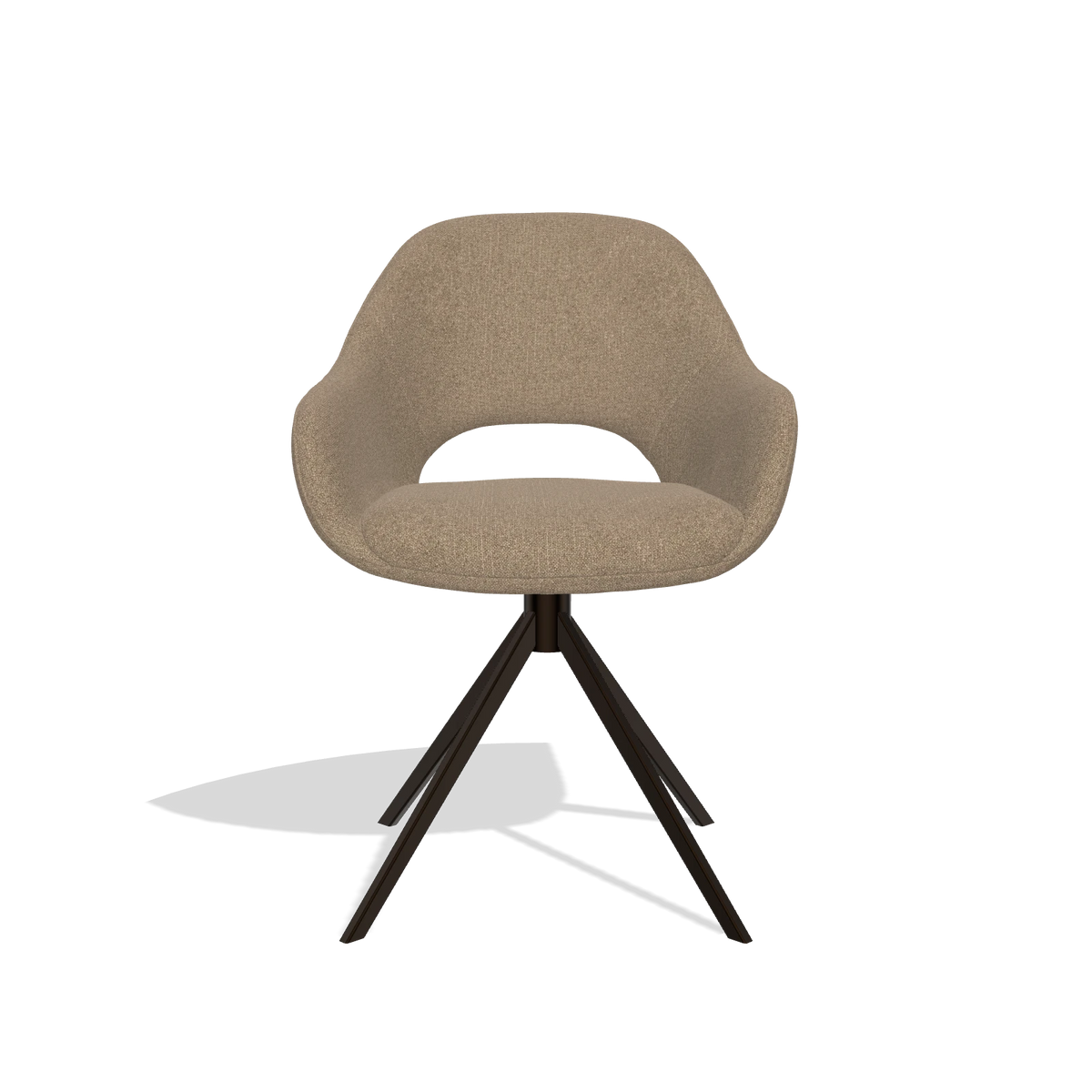 Silla de comedor Messina 6510 en tela Glory 13 (topo), base giratoria en espresso, vista frontal