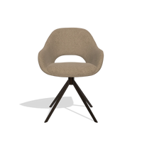 Silla de comedor Messina 6510 en tela Glory 13 (topo), base giratoria en espresso, vista frontal