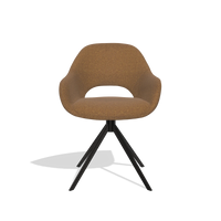Silla de comedor Messina 6510 en tela Glory 16 (marrón), base giratoria en negro, vista frontal