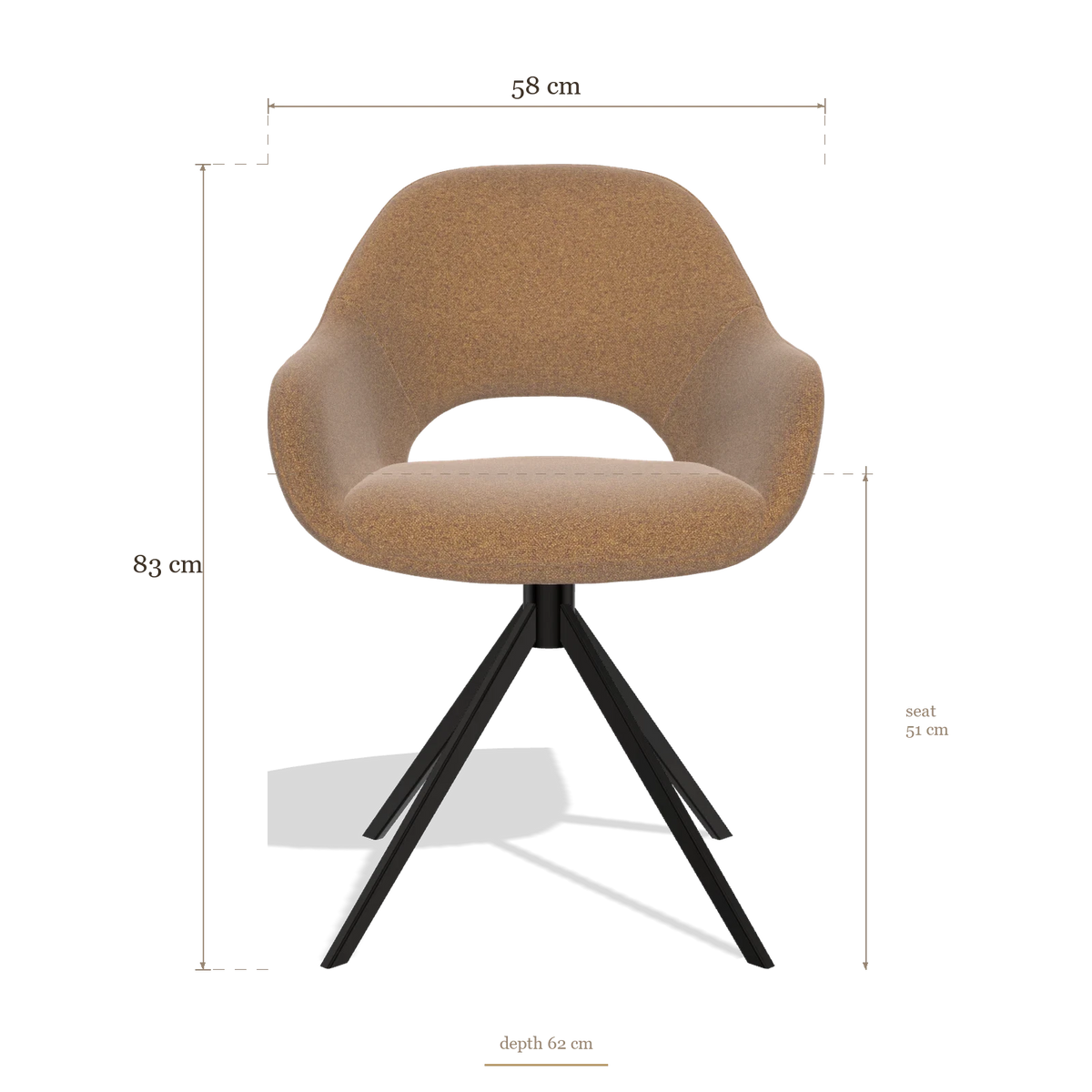 Silla de comedor Messina 6510, medidas 58 x 62 x 83 cm