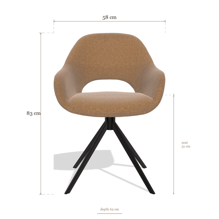 Silla de comedor Messina 6510, medidas 58 x 62 x 83 cm