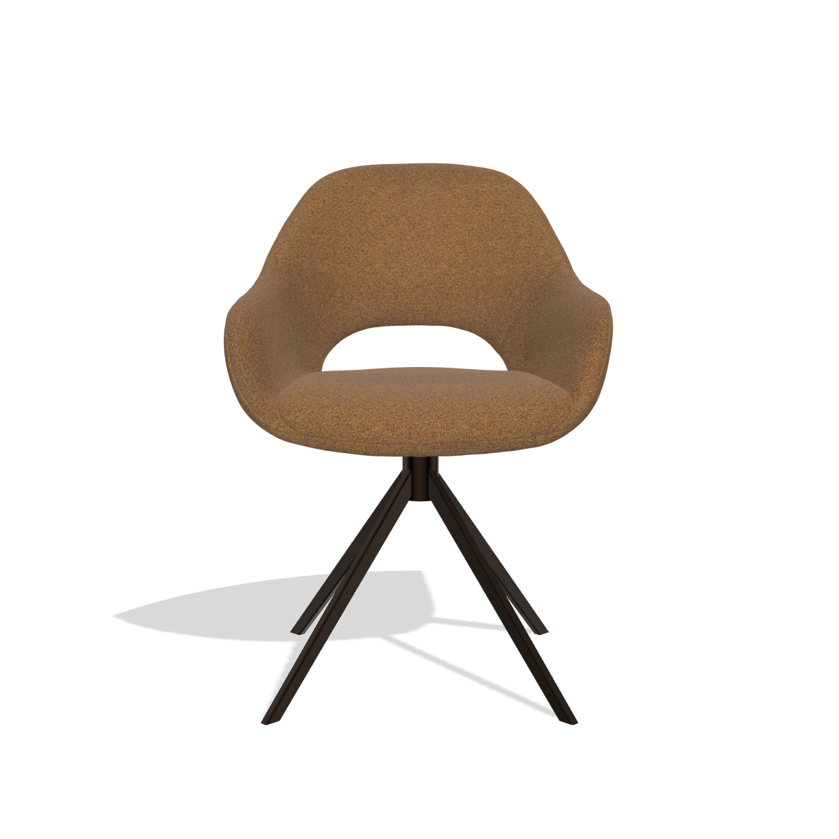 Silla de comedor Messina 6510 en tela Glory 16 (marrón), base giratoria en espresso, vista frontal