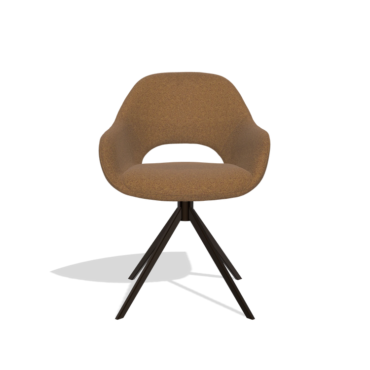 Silla de comedor Messina 6510 en tela Glory 16 (marrón), base giratoria en espresso, vista frontal