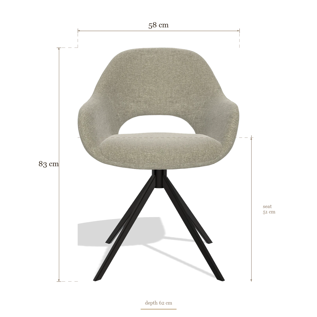 Sedia da pranzo Messina 6510, dimensioni 58 x 62 x 83 cm