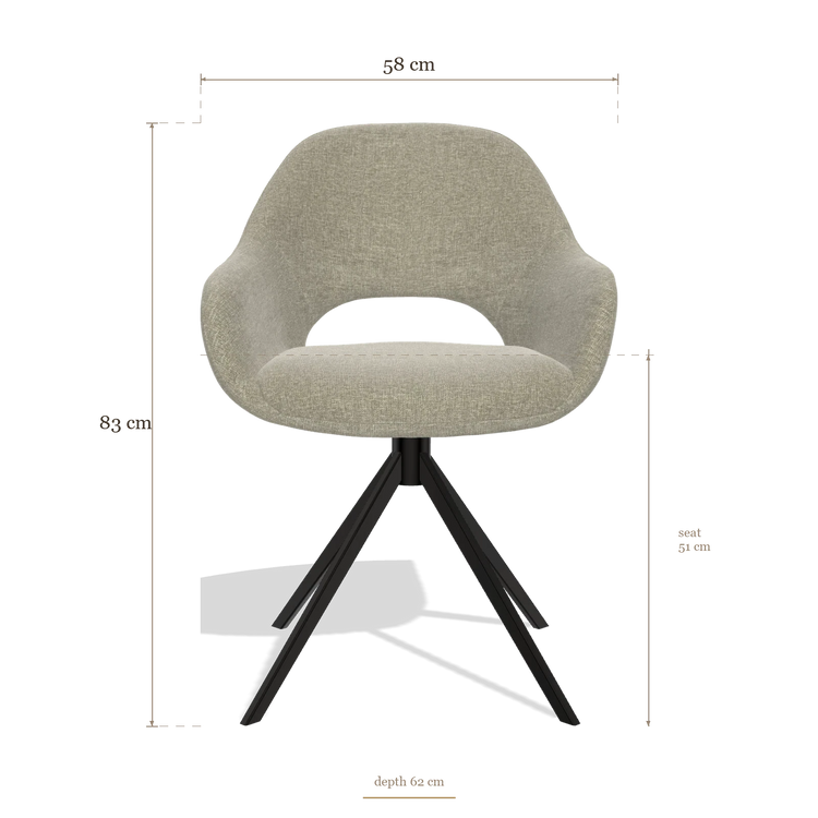 Sedia da pranzo Messina 6510, dimensioni 58 x 62 x 83 cm