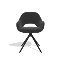 Sedia da pranzo Messina 6510 in Pelle A804 (nero), base girevole in nero, vista frontale