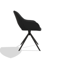 Sedia da pranzo Messina 6510 in Pelle A804 (nero), base girevole in nero, vista laterale