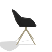 Sedia da pranzo Messina 6510 in Pelle A804 (nero), base girevole in champagne, vista laterale