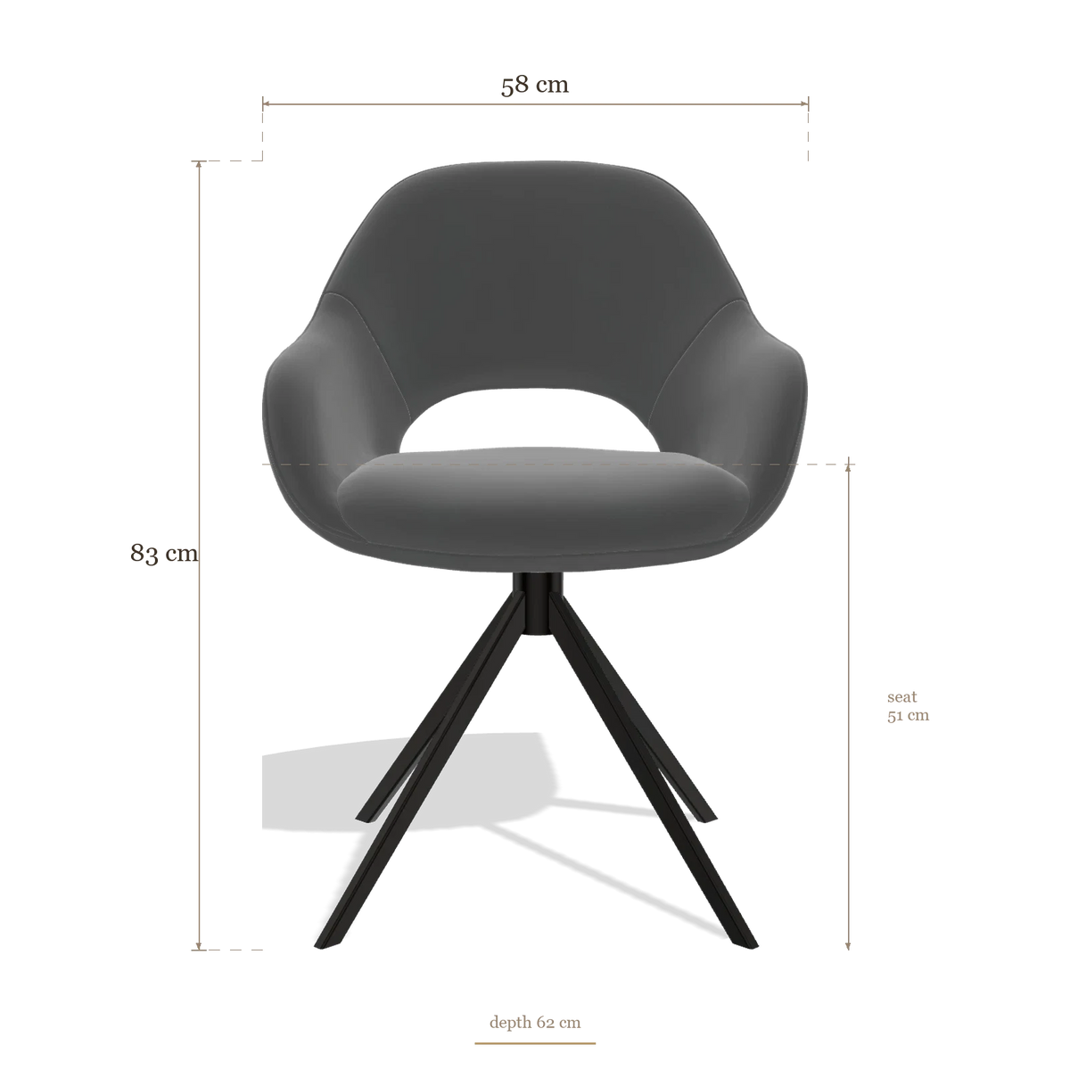 Sedia da pranzo Messina 6510, dimensioni 58 x 62 x 83 cm