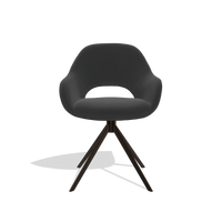 Sedia da pranzo Messina 6510 in Pelle A804 (nero), base girevole in espresso, vista frontale