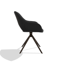 Sedia da pranzo Messina 6510 in Pelle A804 (nero), base girevole in espresso, vista laterale