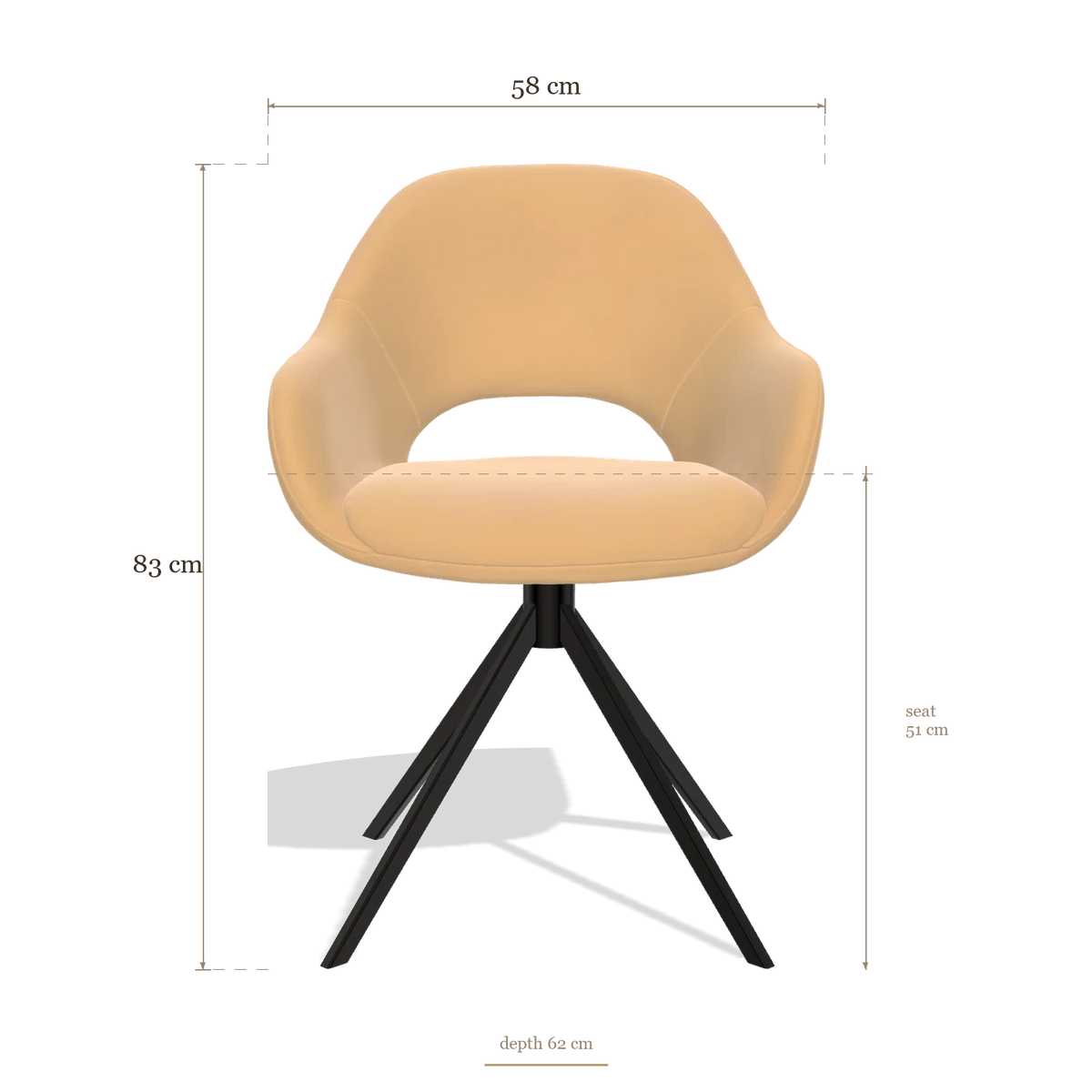 Sedia da pranzo Messina 6510, dimensioni 58 x 62 x 83 cm