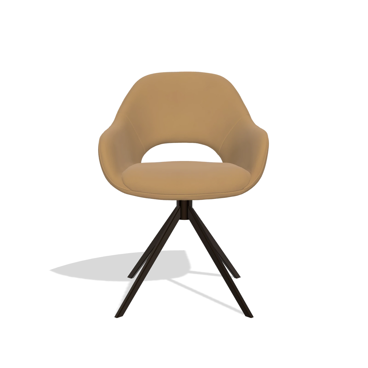 Sedia da pranzo Messina 6510 in Pelle A823 (senape), base girevole in espresso, vista frontale